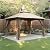 TRUNBACK 10x13FT Outdoor Gazebo for Patio, Spacious Hardtop-Gazebo with Mosquito Netting & Waterproof Curtains, Durable Metal Frame for Garden Lawns (Brown)