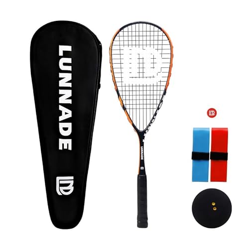 Lunnade Carbon Squash Racket, Lightweight Tear Drop Squash Racquet With Ball Overgrip Damper And Bag cover