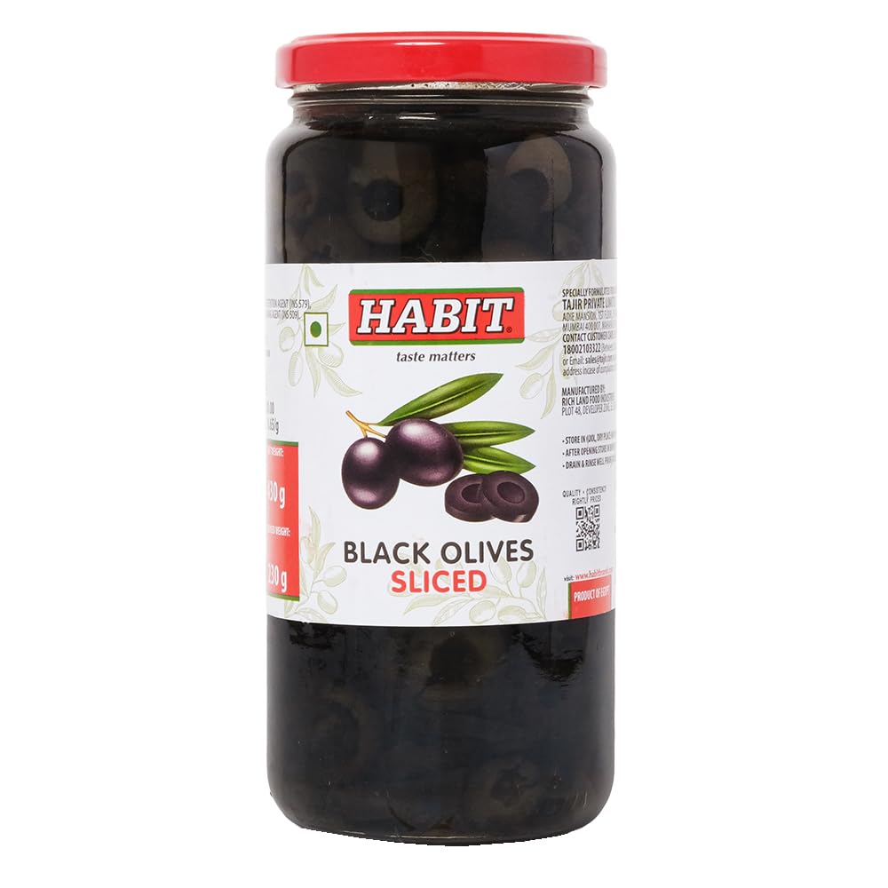 HABIT Black Olives Sliced - 430g x Pack of 1 | Preserved in Brine | Perfect for Salads, Pasta, Sandwiches & Pizza-picture-24