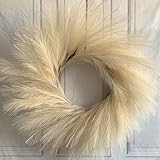 30 Inch Faux Boho Pampas Wreath Artificial Pampas Grass Wreath for Front Door Summer Front Door Wrea