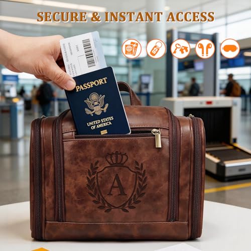 Aganmi Personalized Hanging Leather Toiletry Bag