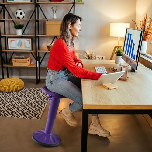 Image of Giantex Wobble Stools for Classroom Seating, 24 inch Wiggle Stool with Adjustable Height, Sitting Balance Chair for School Active Learning, Office Stand Up, Flexible Seating Wobble Chair (Purple)