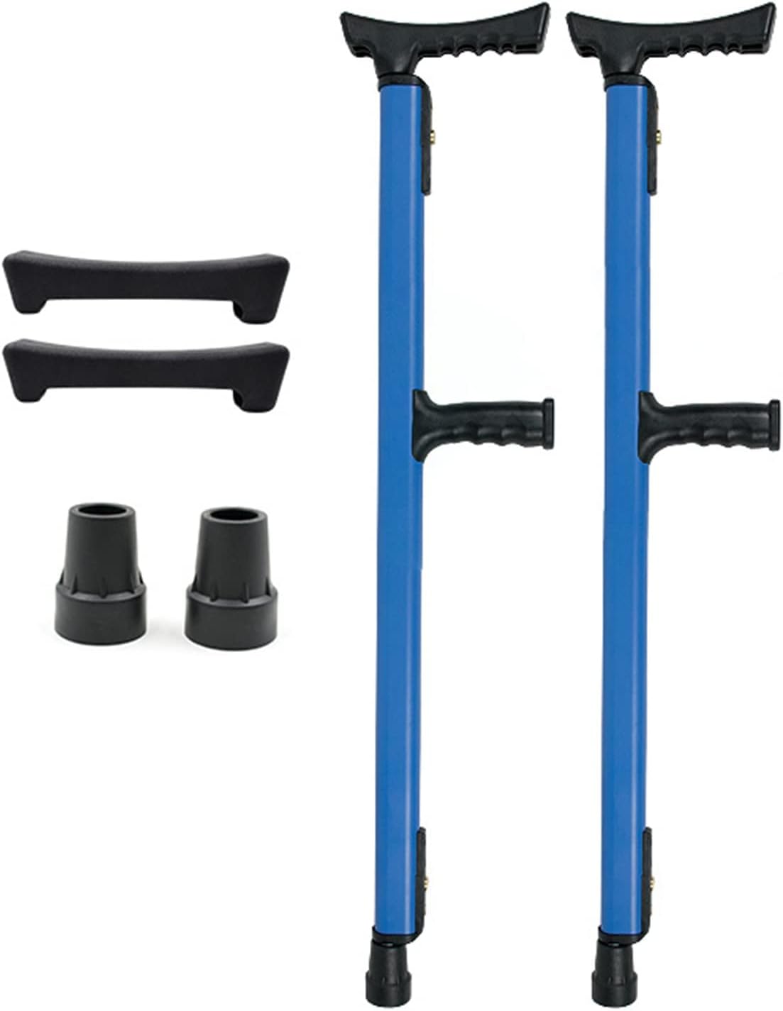 Fashion Aluminum Crutches for Adults (×2 Units), Adjustable Underarm Crutches, F-Shaped Medical Crutches, Ergonomic Grip, Supports Up to 250kg (Color : Blue)