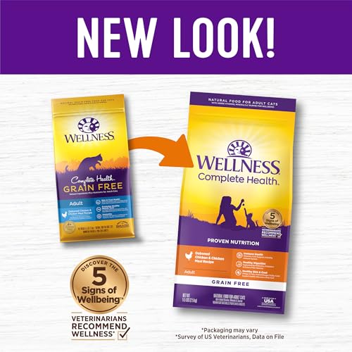 Image of Wellness Complete Health Adult Dry Cat Food, Natural, Grain Free Kibble, Chicken Recipe, 5.5 lb Bag