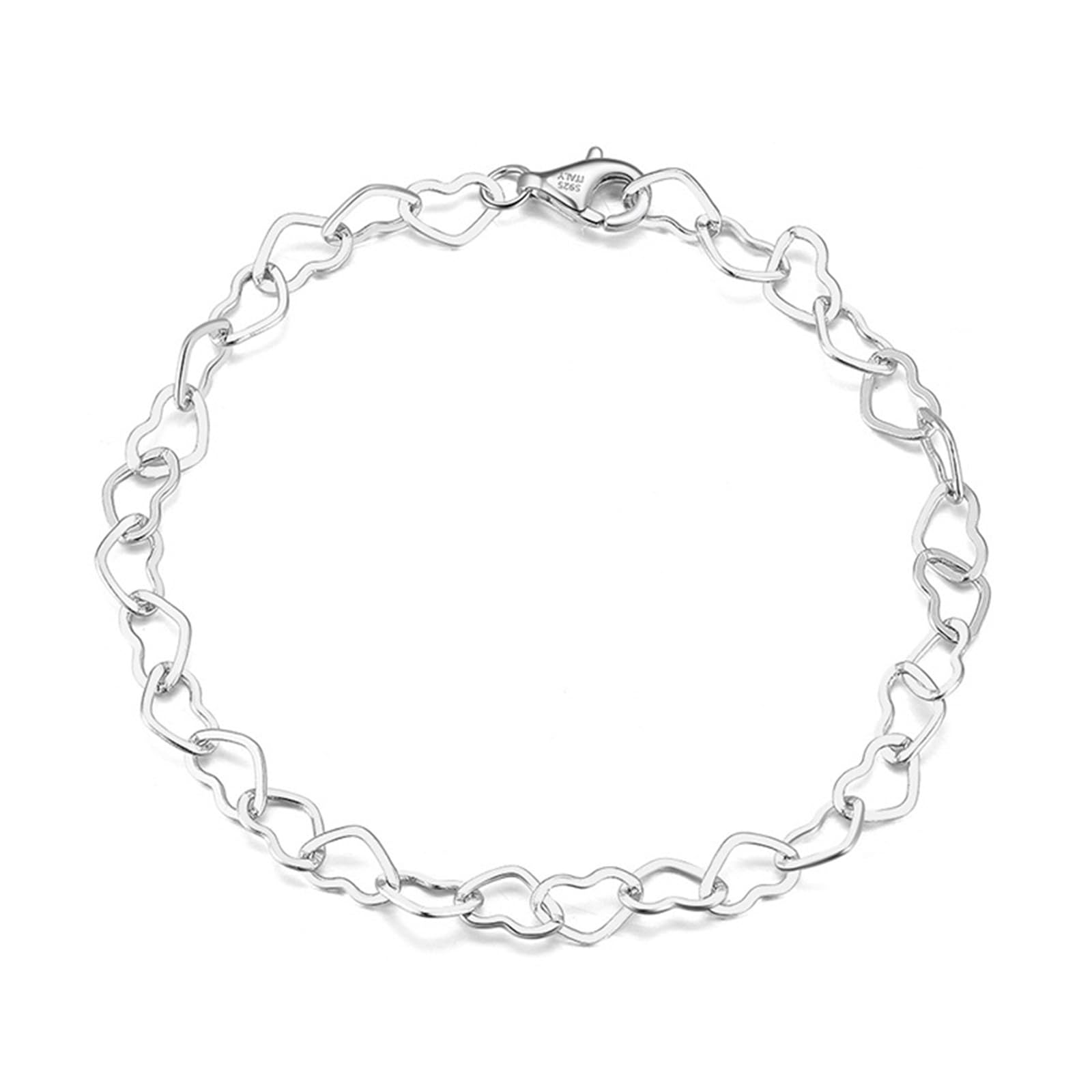 Bracciale Argento 925 Donna, Bracciali Amicizia Donna Cuore Vuoto Larghezza 5MM Braccialetto - Gioielli Regalo Idea Compleanno Festa Della Mamma Compleanno Anniversario