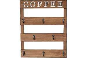 Cabilock Wooden Clothing Rack, Wall Mounted Mug Tree
