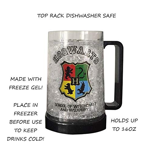 Image of Silver Buffalo Hogwarts School of Witchcraft Disney's Stitch Hawaiian Flower Freeze Gel Plastic Stein, 16-Ounce, Multicolored