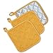 DII Basic Terry Collection Quilted 100% Cotton, Potholder, Mustard, 3 Piece