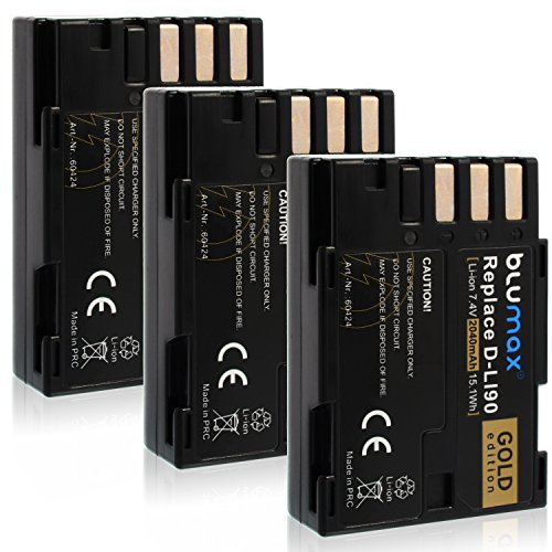 3X Blumax Gold Edition D LI90 DLI90 Akku kompatibel mit Pentax K 3 II, K3 II | K 5, K5 | K 5II, K5 II | K 5IIs, K5 IIs | K 7, K7 | K 01, K01 | 645D | 645Z 2040mAh 7,4v