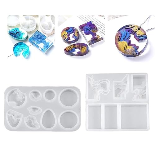 2 Stück Epoxidharz-Schimmel, Anhänger, Halsform, Terrasse, Farbe passender Schimmel Cover