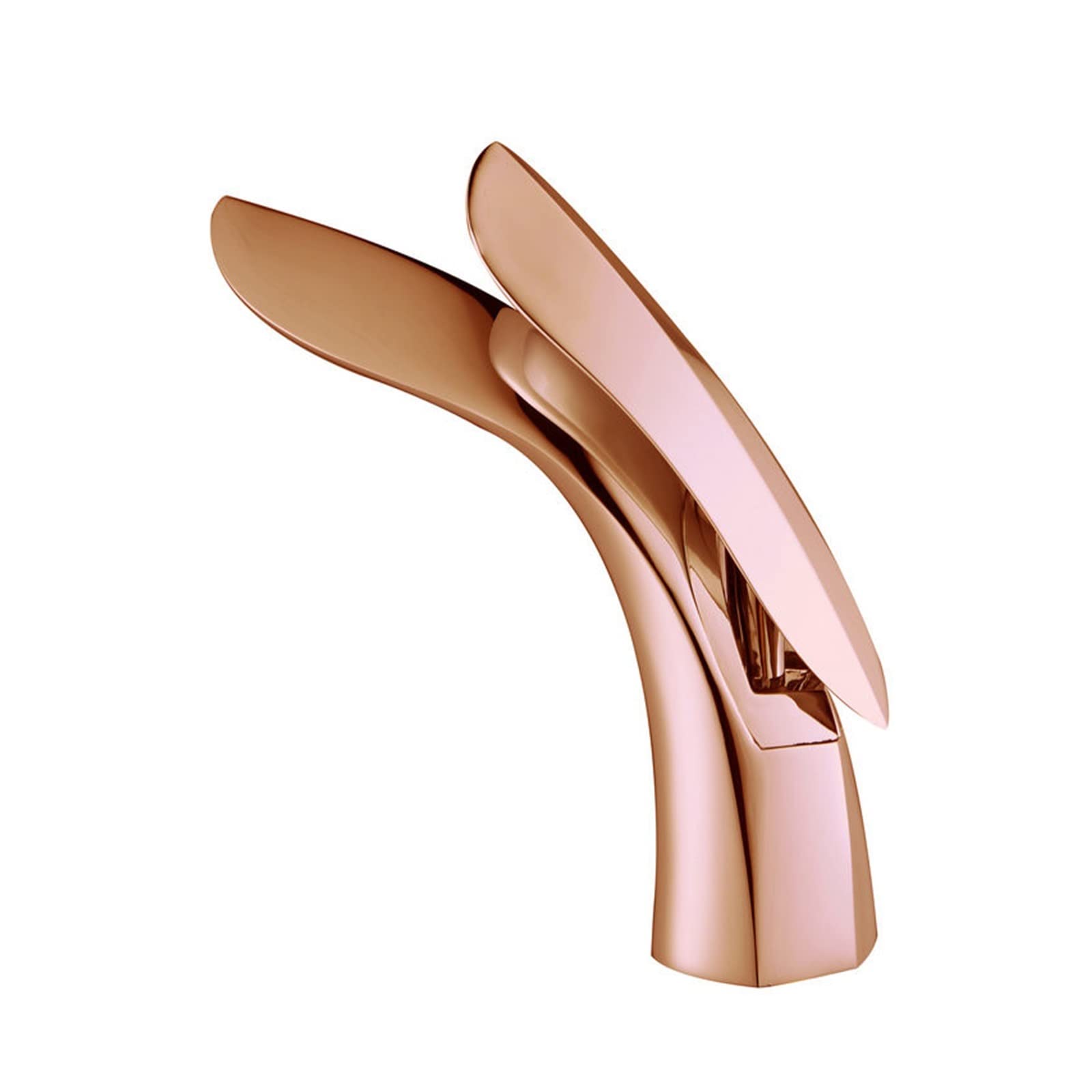 Robinet mitigeur en cuivre or rose en forme de feuille pour lavabo design de salle de bains