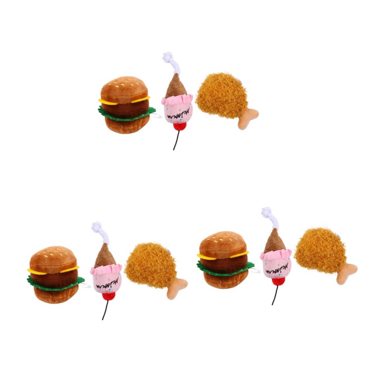 INOOMP 9pezzi Giocattoli Per Cani Peluche Con Suono Squeak Di Giocattoli Simulazione Cibo Hamburger Coscia Di Pollo Gelato Per Addestramento e Gioco Interattivo Per Cani e Gatti