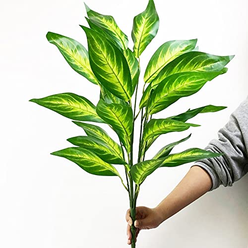 ZAW Palmera de 75 cm, 26 hojas, plantas de palmeras artificiales grandes, ramo de árbol de monstera tropical, hojas de plástico de tacto real, follaje de pared para decoración del hogar, plantas