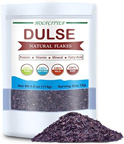 Holfcitylf Natural Dulse Flakes, 100% Pure Sea Vegetables, No GMO, Sun Dried (Dulse Flakes-4oz,114g)
