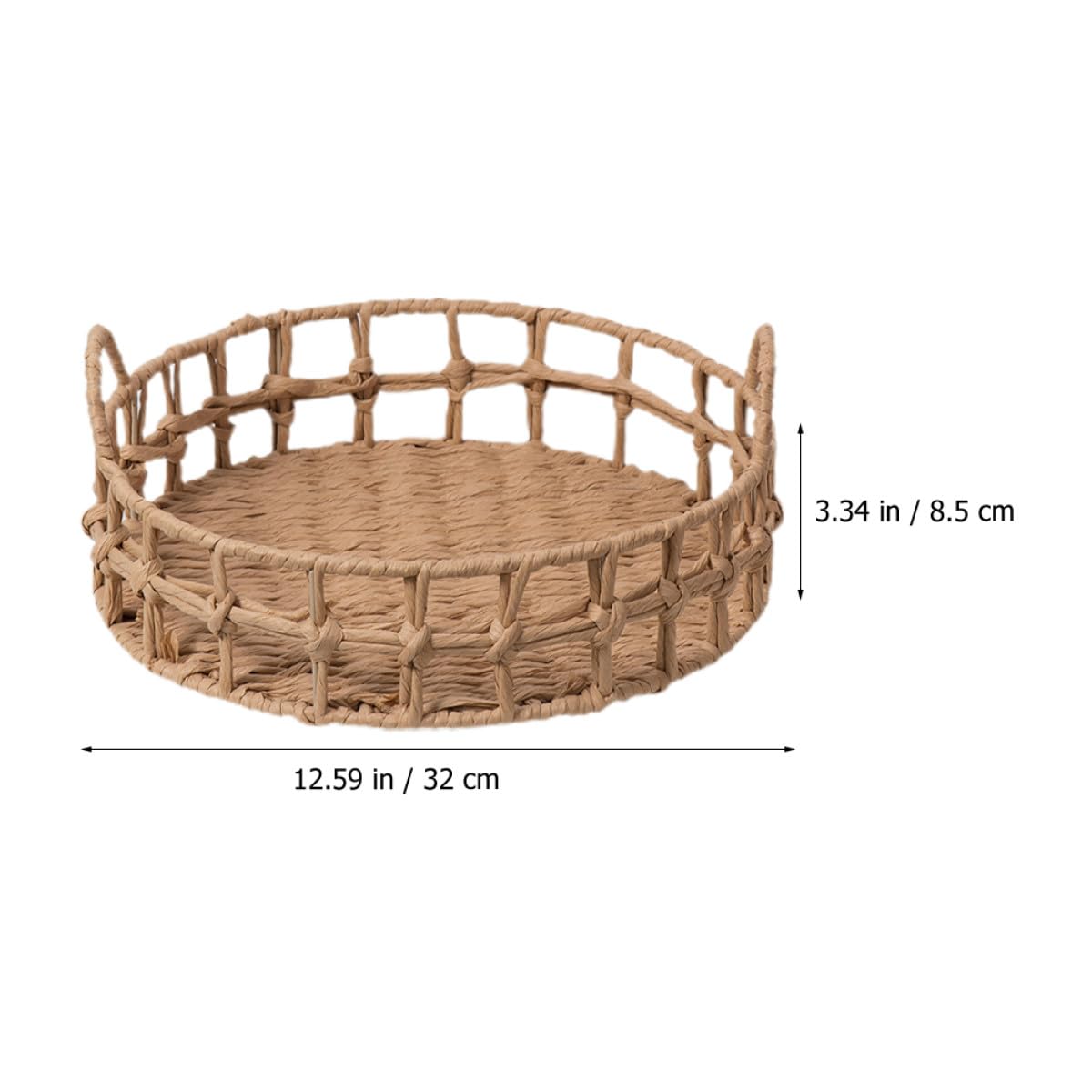 Toyvian Cesta de Almacenamiento Tejida Mano Grande para Cocina y Salón Cesta Redonda Decorativa para Pan Frutas y Verduras Resistente y Segura Diseño Rústico Natural