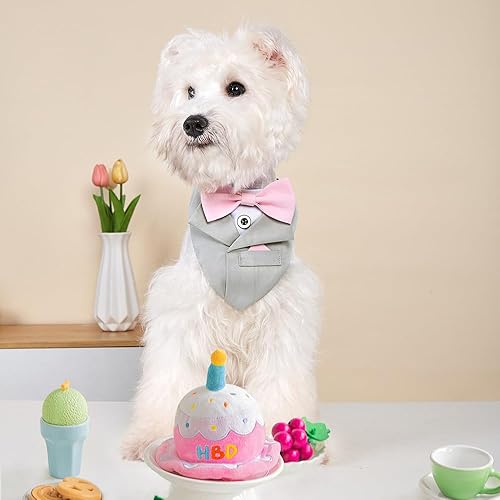 Vista 37 de Bandana de boda para perro, collar formal de esmoquin ajustable para perro con lazo, ropa de boda pequeña, mediana y grande, regalos de cumpleaños