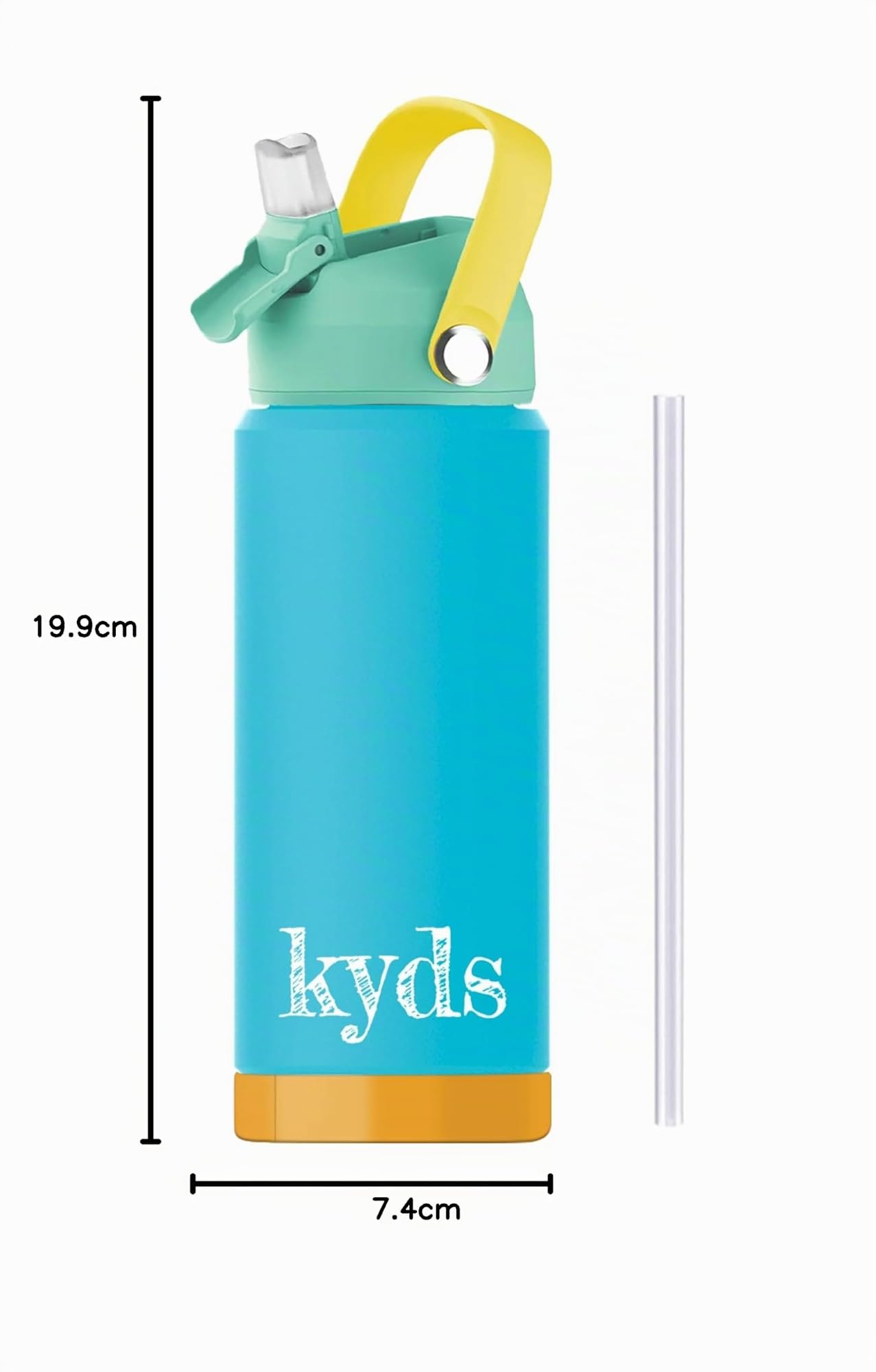 kyds® Trinkflasche Kinder, Thermo Edelstahl Wasserflasche, 500ml, Auslaufsicher, mit Trinkhalm, hygienischer Klappdeckel, BPA-frei, spülmaschinenfester Deckel, Trinkflasche für Schule Sport Spielzeug