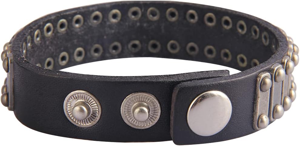 Jeilwiy Leather Cuff Bracelet for Men Wide Leather Wristband Skull Spiked Leather Bracelets Punk Studded Bracelets