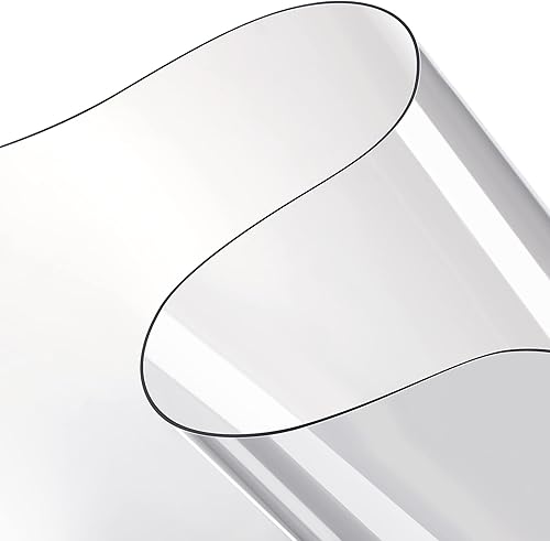 Eaasty 2 hojas de vinilo de plástico transparente de 0.012 in de 54 x 36 pulgadas, protector de rollo de vinilo transparente de PVC rectangular para