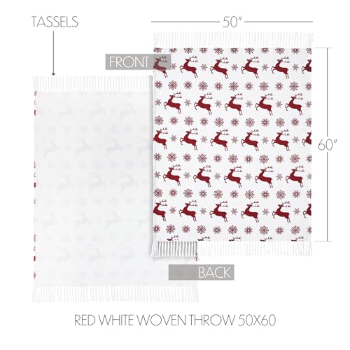 VHC-Brands-Christmas-Decorations-for-Living-Room-Couch-Sofa-Bedding-Scandia-Snowflake-Red-White-Woven-Throw-50×60 VHC Brands Christmas Decorations for Living Room Couch Sofa Bedding Scandia Snowflake Red White Woven Throw 50×60