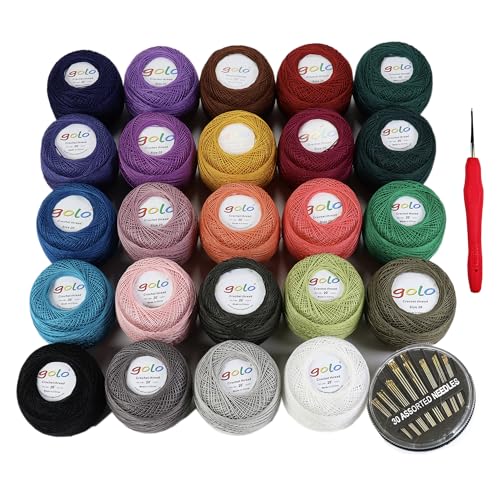 golo 24 Balls Crochet Thread Size 20 10g x 24...