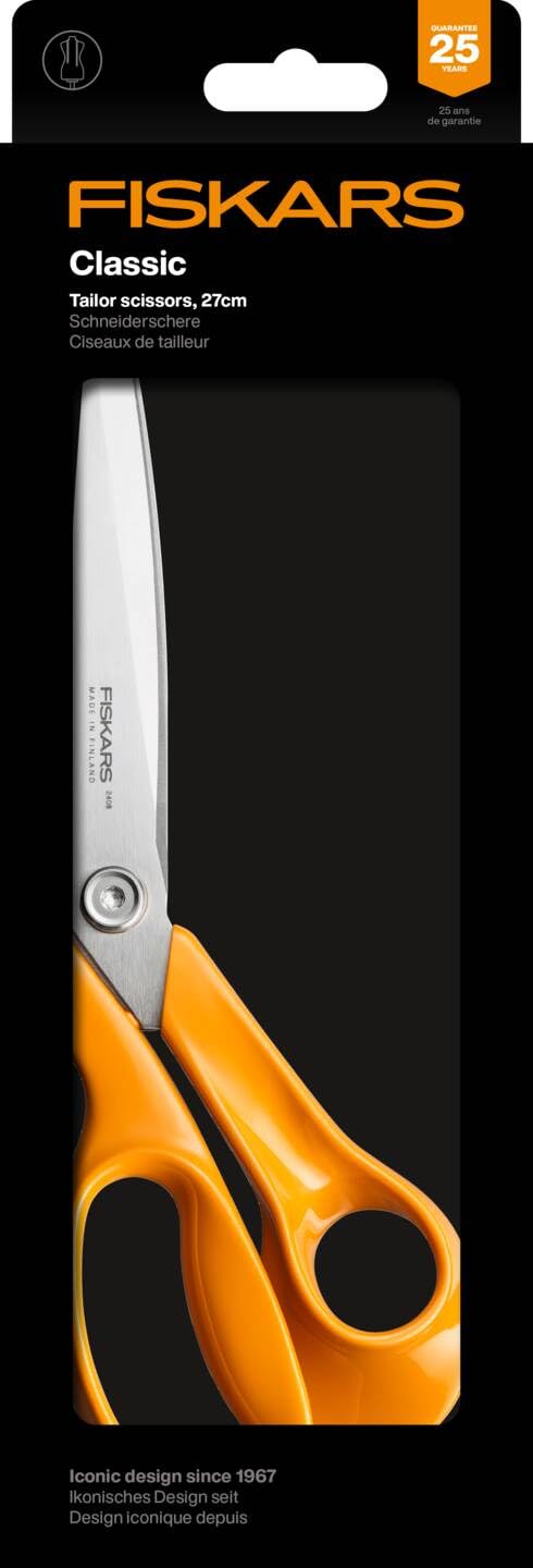 Fiskars Classic, Per Destrimani, Lunghezza Totale: 27,5 cm, Vite Torx Migliorata e Impugnatura più Ergonomica, Acciaio/Plastica di Qualità, Arancione, 1075056