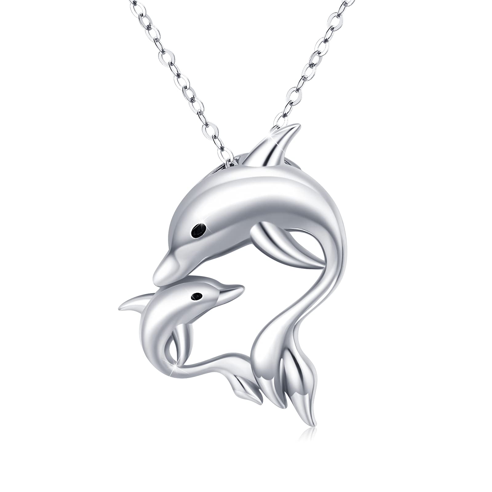 Delphin Kette 925 Sterling Silber Delphin Kristall Anhänger Meer Ozean Halskette für Frauen Mädchen Geburtstag Weihnachtstag