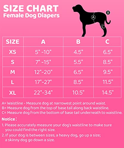 Enipoly Female Dog Diapers (3 Packs) High Absorbent Doggie Belly Bands Washable Reusable Puppy Wraps (Pattern Pink Hearts, French Fries), Small #TOP5