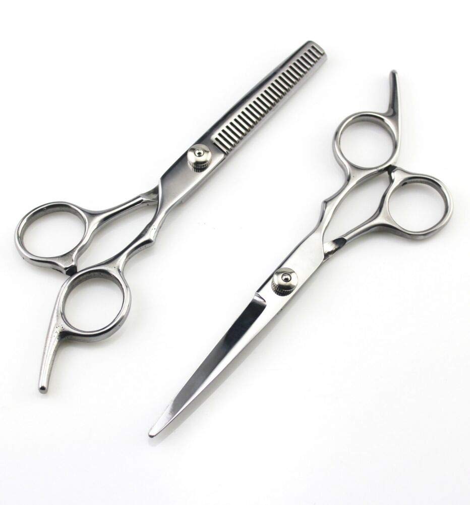 Professional Hair Cutting Scissors Set, Hairdressing Scissors Kit, 6 Inch Hair Cutting Scissors Thinning Shears,Silver,set