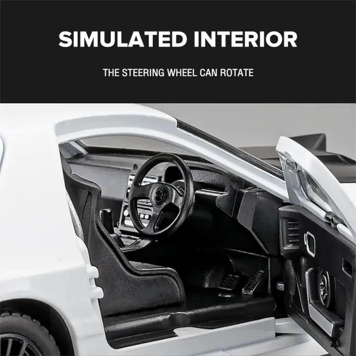 Image of Invite 1:32 Scale Mazda RX-7 Diecast Model Car with Sound & Light, Alloy Pull Back Toy Car, Openable Doors, Collectible Mini Car Gift for Kids Boys Girls (1:32 Mazda RX-7[White])