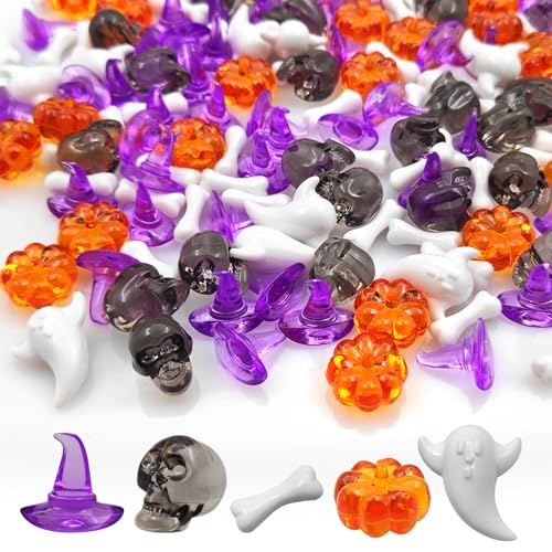 Centros de mesa sin complicaciones usando relleno de jarrón de Halloween con mini calabazas 2