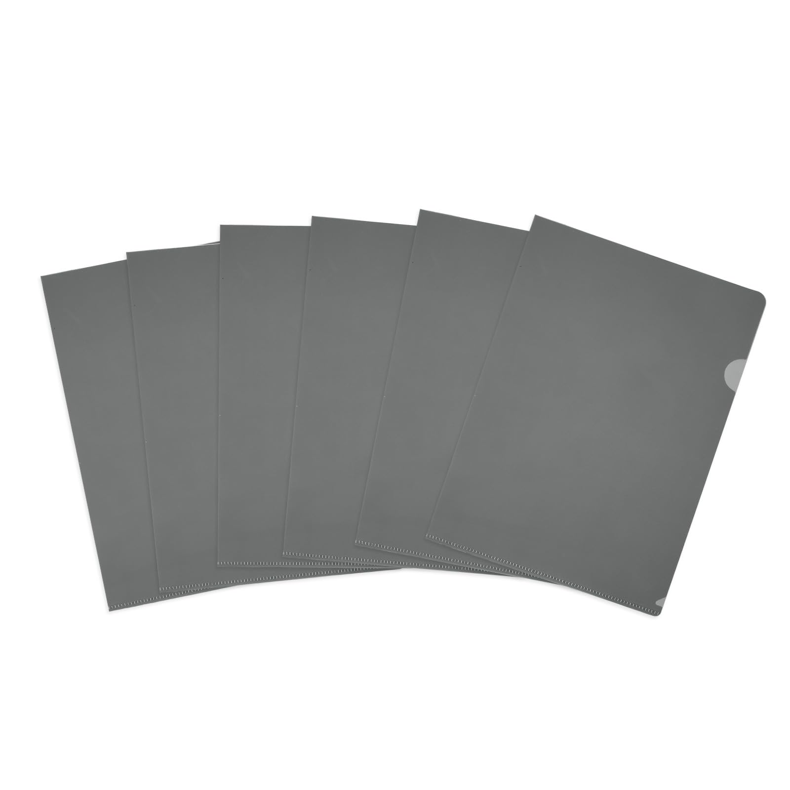 PATIKIL 6 Pack L-Type Plastic Folders, Letter Size Clear Folders for Documents Paper Sleeves Project Folder for Home Office Dark Gray