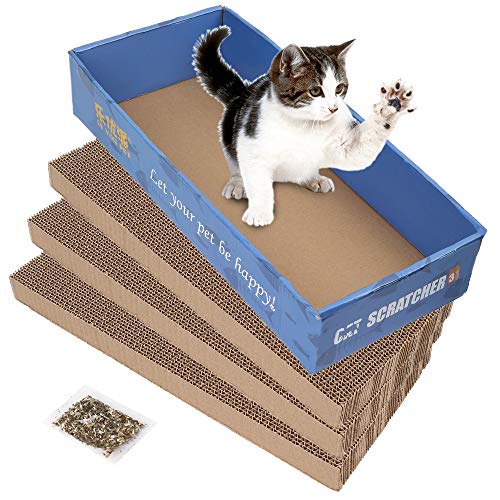 PrimePets 3-in-1 Cardboard Cat Scratcher - A Fun and Durable Way to Keep Your Cat Entertained!