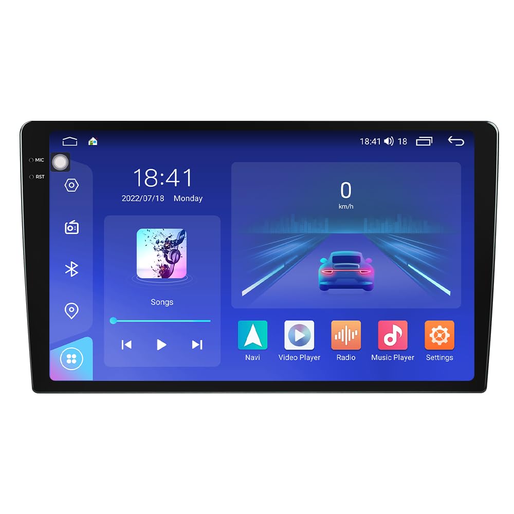 RONGJI 4+64GB Android 12 Double Din Car Radio 10.36 inch 2K Full Fit Touch Screen Car Stereo, GPS Navigation for Car with Wliress/Wired Car-Play & Android Auto, Smart Voice Control, DSP, Rear View