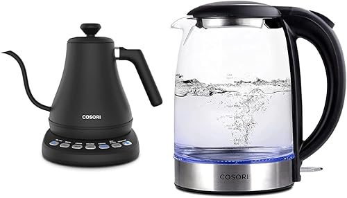 COSORI Hervidor eléctrico de cuello de cisne con 5 ajustes preestablecidos variables, tetera y hervidor de café y hervidor eléctrico, tetera de té,