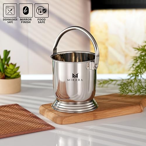 Image of MIKARA Dal Serving Bucket Stainless Steel Mini Bucket Balti for Serving Daal (500ml)