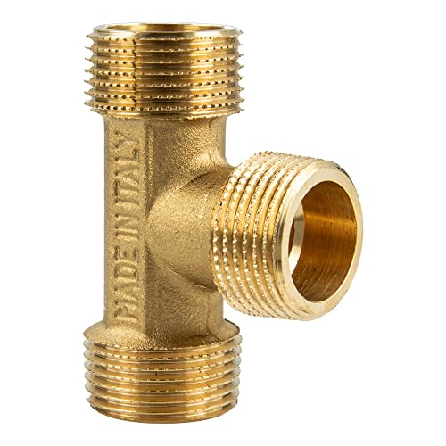 T-Piece Brass infinitely External Thread 1 Inch, Gold, 1 Zoll