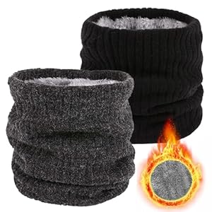 Winter Fleece Neck Warmer Mens Ski Mask Face Warmer Neck Gaiter Neck Scarf Women Thick Windproof 2 Pack