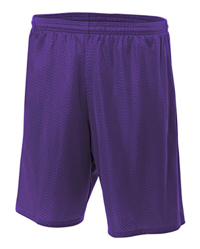 A4 Mens Lined Tricot Mesh Shorts, Large, Purple