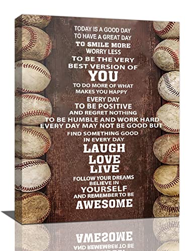 Inspirational Baseball Wall Art Sport Theme Pictures Wall Decor Canvas Prints Framed Modern Motivational Quotes Painting Artwork For Bedroom Office Living Room Bathroom Dining Room 12"X16" #TOP11