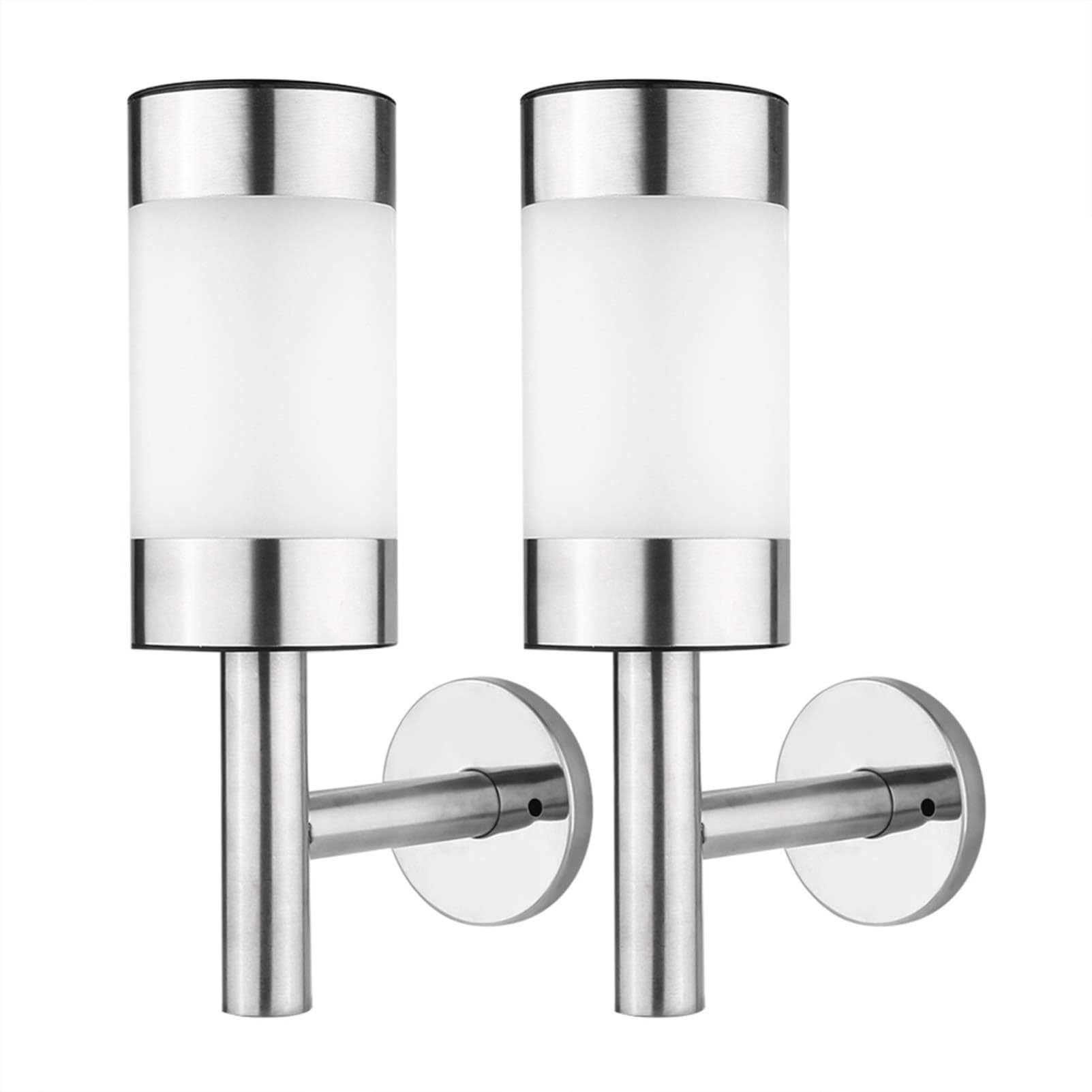 MOUMOUTEN 2Pcs LED Mount Light，Stainless Steel Solar Power Outdoor Garden Yard Sensor Lamp Post Fixture Pole Indoor Sconce Lights Patio Porch Lantern Waterproof Doorway