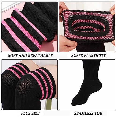 Image of Moon Wood Plus Size Thigh High Socks for Thick Thighs- Womens Knit Cotton Extra Long Over the Knee High Socks Leg Warmer