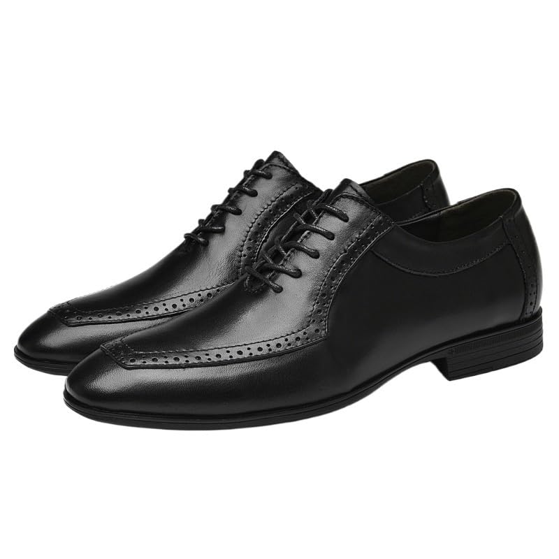 Breathable Loafers Genuine Leather Men Dress Shoes Black Slip On Formal Oxford Business Formal Lace-up Shoes