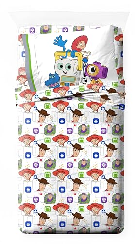 Jay Franco Kids Sheet Set with Fitted Flat Sheets & Pillow Cover - Ultra-Soft Bedding with Pillowcase for Room Decor Multi - Toy Story 3 Piece Twin