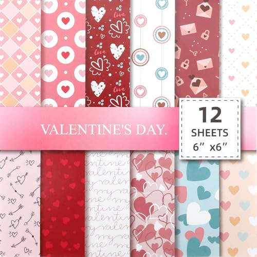 Papel de Diseño para Scrapbooking, Hojas Decorativas con Motivos, Kit de Manualidades (San Valentín2, 24)