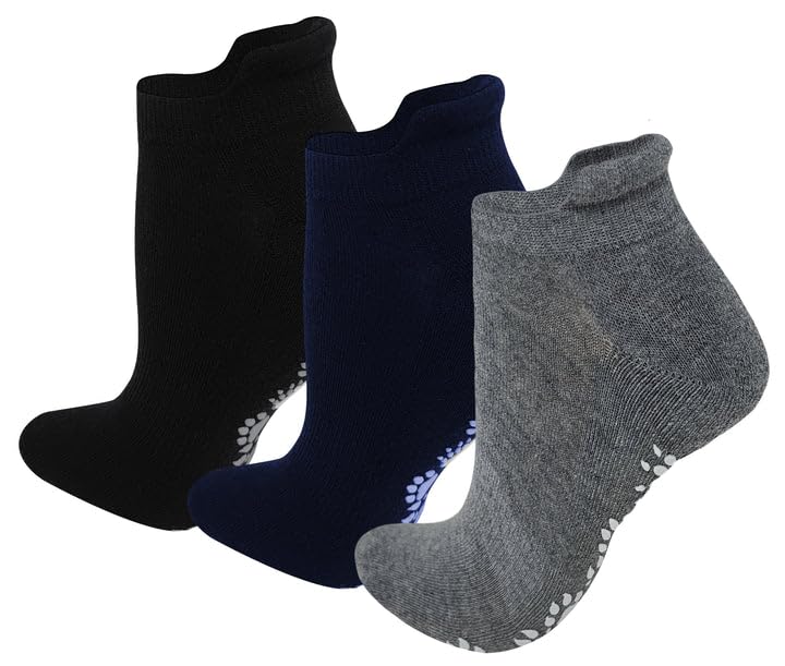 Image of Different Touch Unisex Non-Slip Yoga Socks Pilates Ballet Barre Cushion Socks with Grips 3 Pairs
