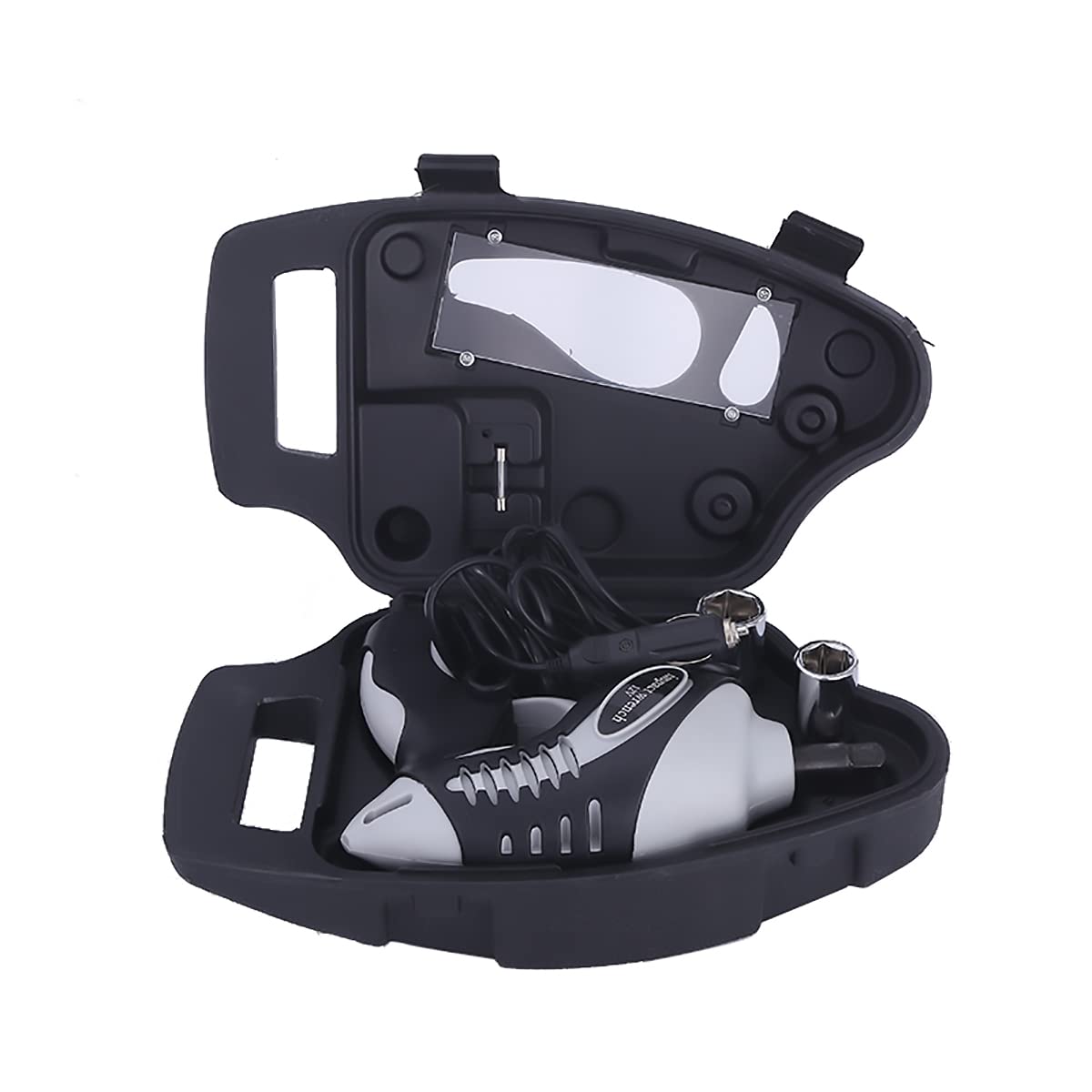 ROGTZ Electric Impact Wrench 1/2 Inch with Sockets Set of 2 Sizes Portable Impact Driver Drill Bit Set 12 V First Aid Kit for Car Emergency Kit (Black)