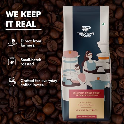 Image of THIRD WAVE COFFEE | Speciality Single Origin Chikmagalur Region | 100% Arabica | Medium Roast | Electrical Dripper | Medium Grind | 250 grams | Pouch