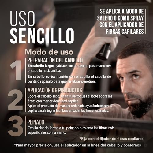 Miniatura 7 de Fibras Capilares Hair Fibers - Fibra Capilar Hombre Y Mujer - Maquillaje Capilar De Microfibras Capilares Para Disimular Calvicie - Voluminizador Cabello En Polvos Pelo Hombre