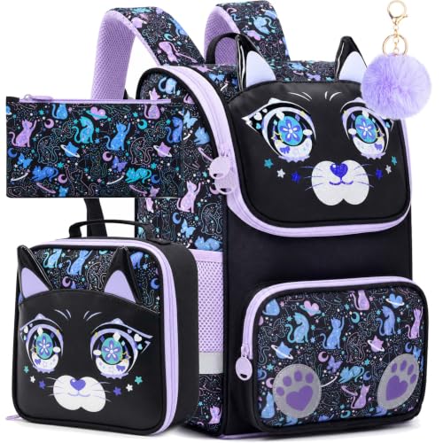 Image of KLFVB 3PCS Backpack for Girls and Boys, 15 inch Unicorn Dinosaur Bookbag with Lunch Box, Kids Preschool School bag